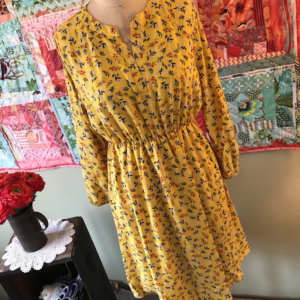 Hello Miz Floral Print Maternity Dress in Mustard